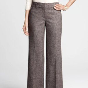 Ann Taylor Pants 16 Womens Gray Tweed Career Wide Leg High Rise Zip Fly